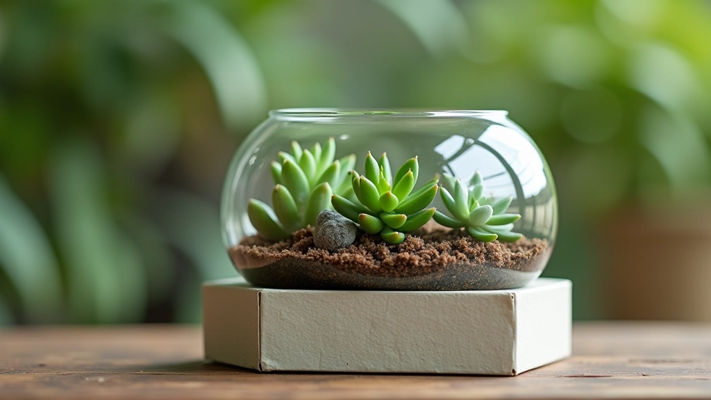 Beautiful handmade terrarium gift set on decorative box, ready for gifting